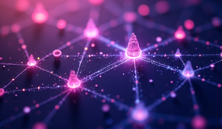 Abstract glowing network representing social connection and community