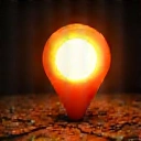 Abstract, glowing map pin icon