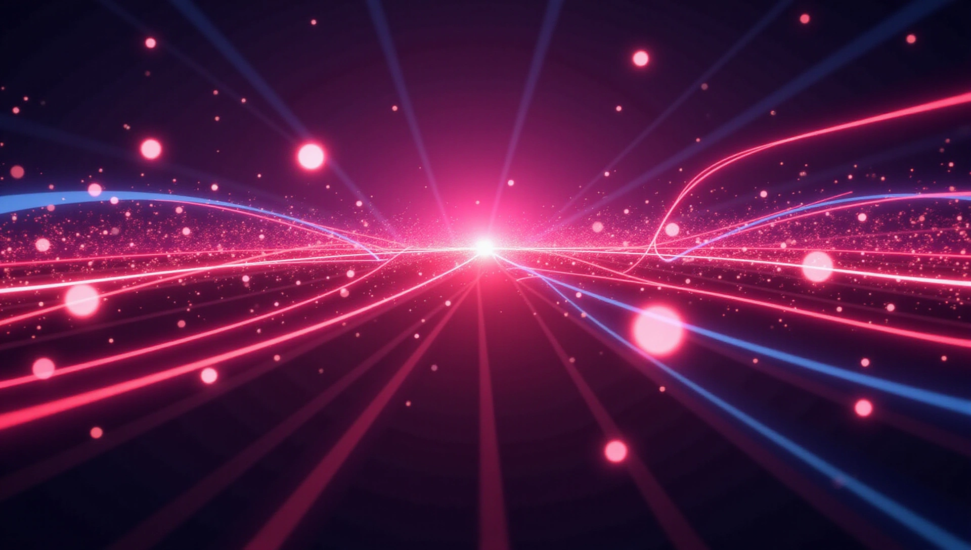 Abstract, dynamic, neon-lit casino background with glowing lines and shapes.